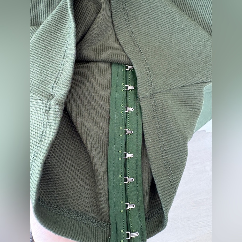 Adam Selman Square Neck Cardigan in “Army” green - Picture 11 of 14